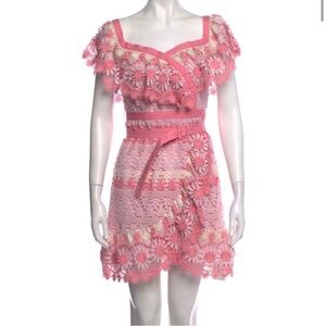 Self portrait floral Guipure lace mini dress
